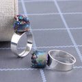 Fashion Natural Agate Titanium Coated Colorful Ring Adjustable Knuckle Finger Open Ring