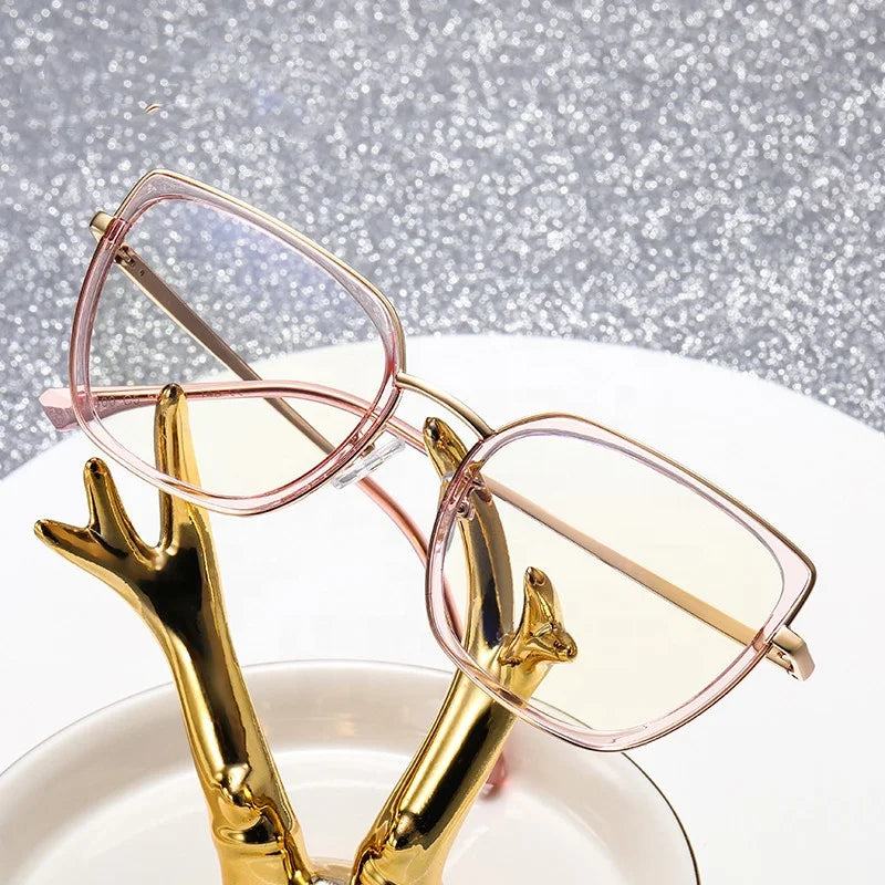 Jiuling Eyewear China Supplier Stock Ready Plain Spectacles Ins Style Glasses Large square Tr90 Frame Optical Eyeglasses