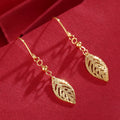 H&F Original 18k Solid Gold Earring Drop Statement Hammered Filigree Cartilage Gold Earrings Eardrop 18k Real Leaf Shape