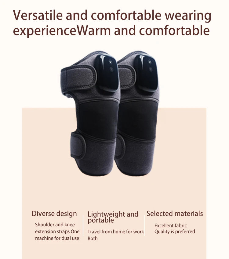 Hot Selling Wireless Heated PU Leather Knee Brace Wrap Leg Massager Stress Relief Vibration 4000mAh Battery Timing Massage