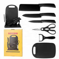 Factory Wholesale 7 Piece Black Kitchen Chef Knife Set with Cutting Board Stainless Steel Blade PP Handle Customized Logo