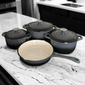Food-Lover Necessary Cast Iron Anti-Rust Enamel Coating Kitchen Cooking Pots and Pan Set Cookware Set in Standard Quality