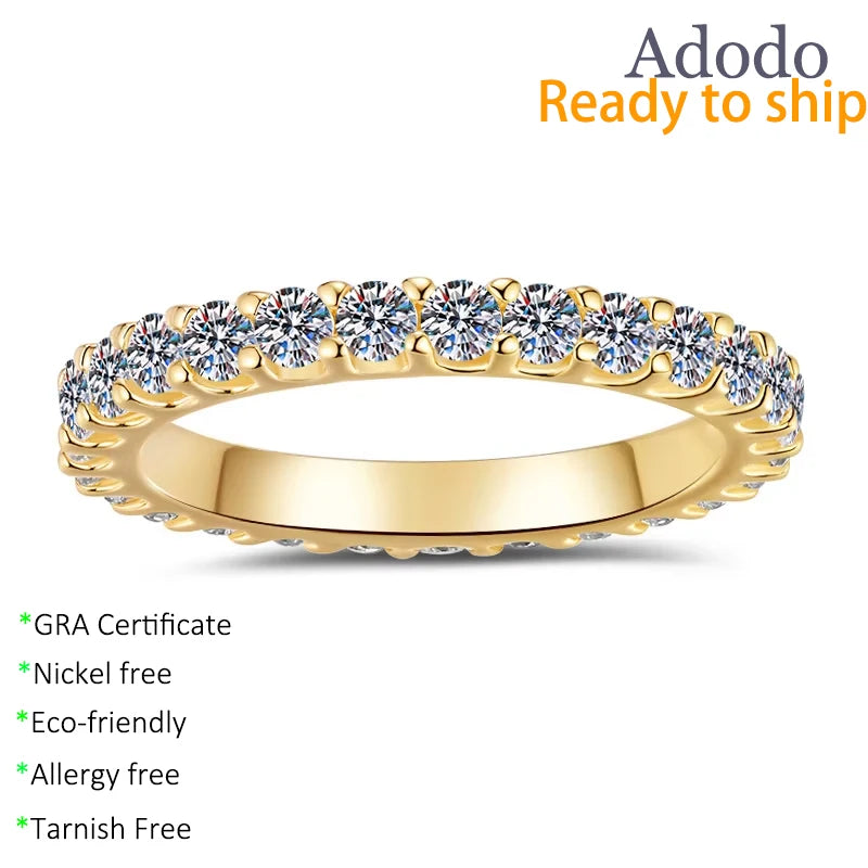 Fashion Fine Jewelry 925 Sterling Silver Rhodium Plated Shiny Sparkle VVS Moissanite Women Jewellery Rings for Daily Life