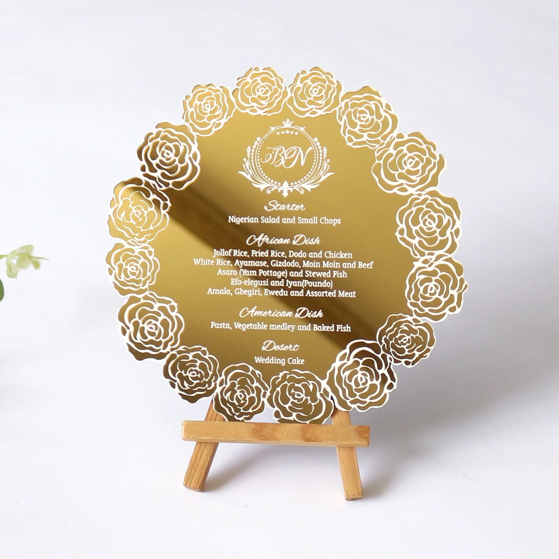Gold Mirror and Silver Mirror Carte Menu Mariage Acrylic Menu with Customized Printing for Wedding Party