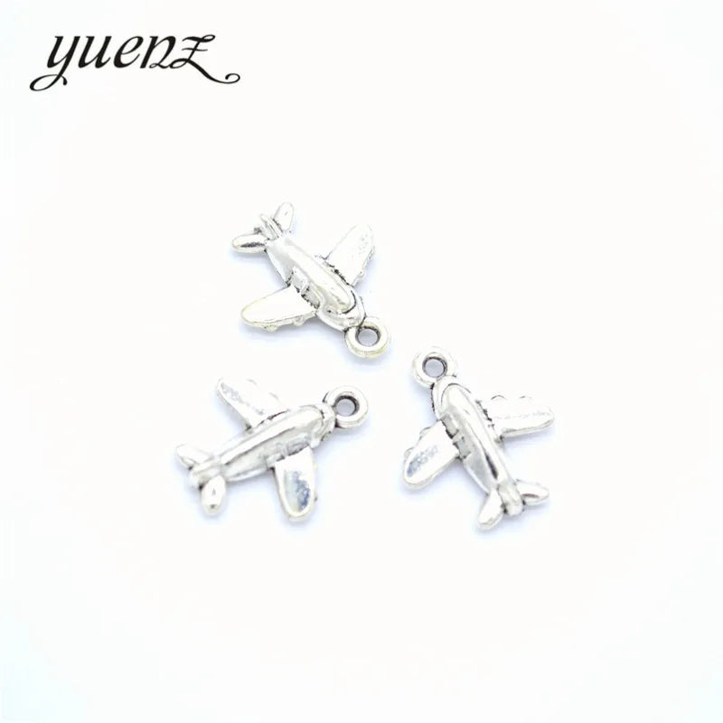YuenZ Alloy Metal Antique Silver Color Charms Aircraft Pendant for Necklace Jewelry Findings 16*13mm J435