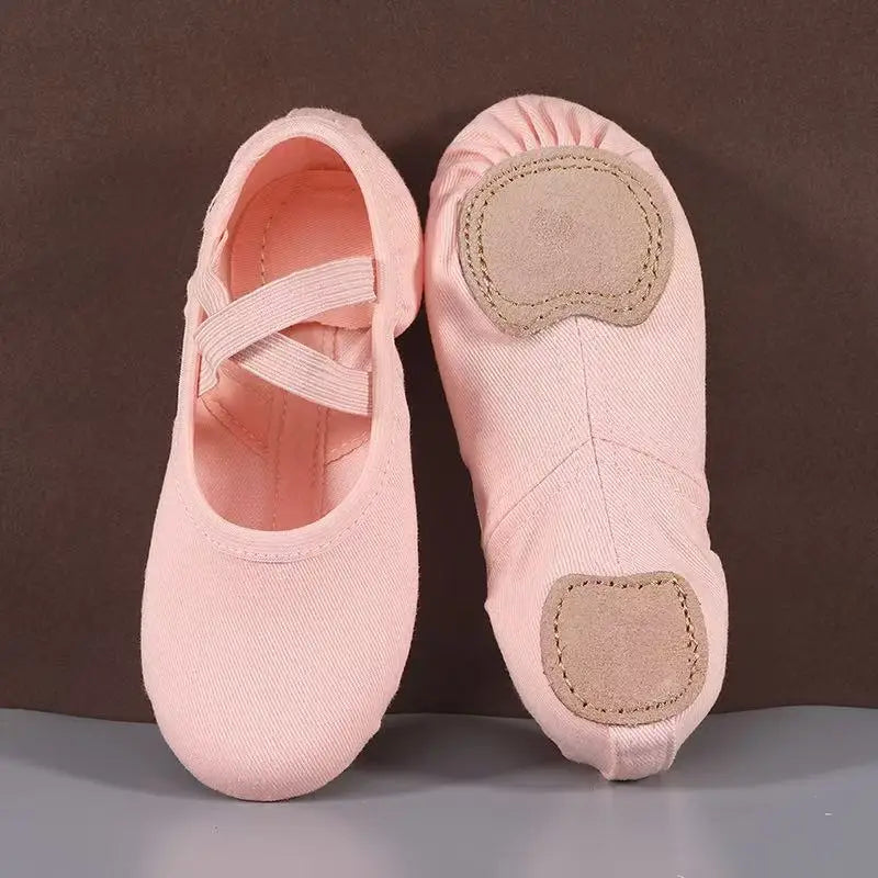 Fleshpink Stretc Ballet Dance Shoes Kids Canvas Ballet slippers High Elastic Dancing Shoes Women
