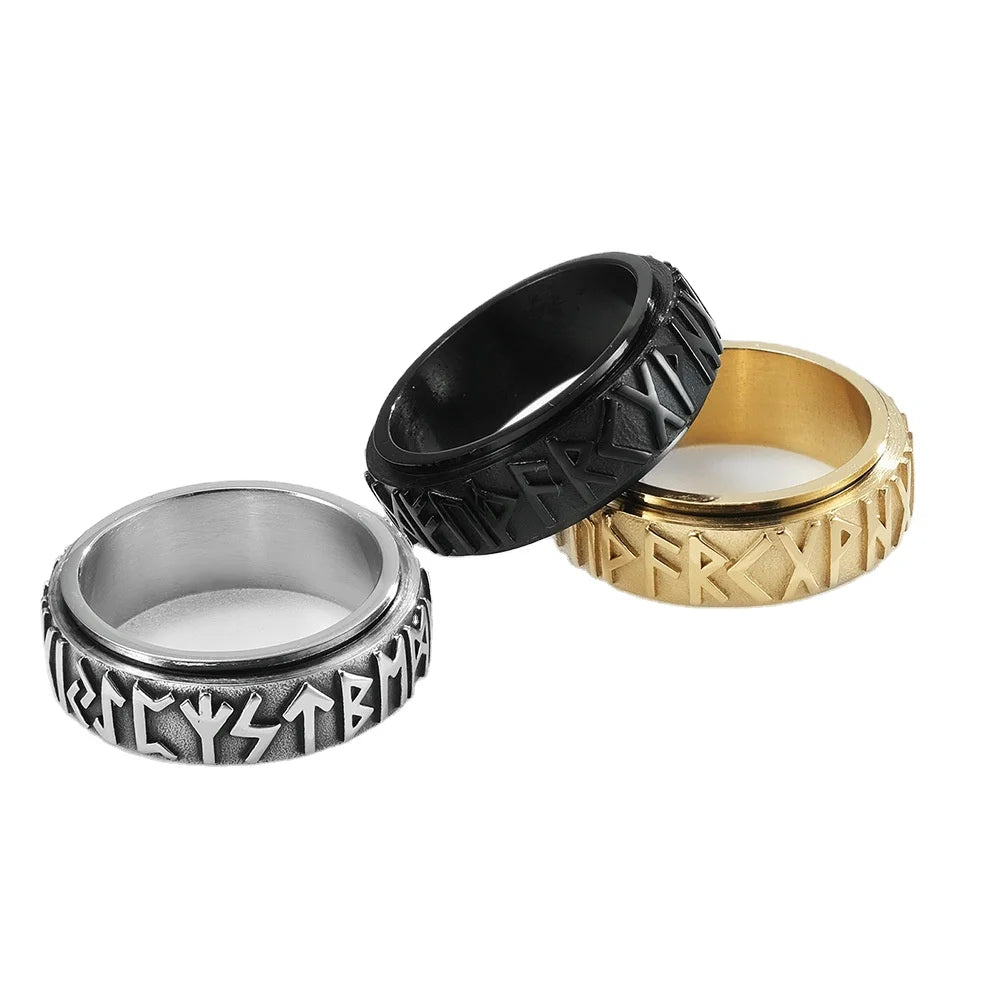 New Design European Viking 316L Titanium Stainless Steel Rotatable Ring for Men