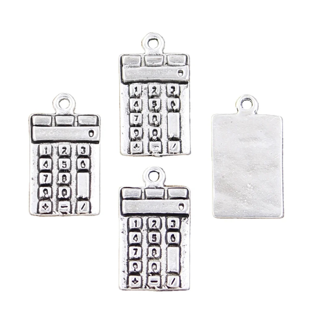 Charms Calculator Counter 23x13mm Handmade Making FitVintage Tibetan Silver Color PendantsDIY for Bracelet Necklace