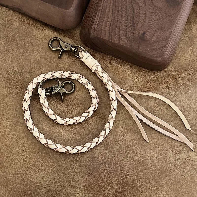 Wholesale Retro Handmade Cowhide Trouser Chain Genuine Leather Leather Rope Punk Motorcycle Trouser Chain Wallet Key Chain
