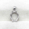 Sterling Silver 8*10mm Semi Mount Pendant Empty Support Blank Setting S925 Frame Base Holder Without Center Stone Inlay for DIY