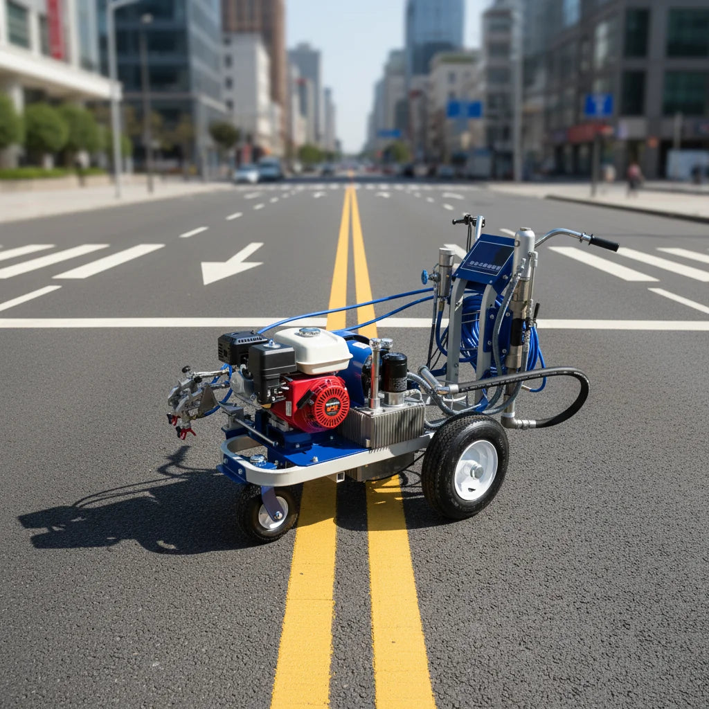 Latest Model Cold Spray Road Marking Machine Even Spraying Adjustable Flow Fully Automatic Road Line Marking Paint Machine