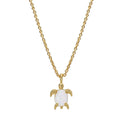 18K Gold Plated Brass Synthetic Opal Sea Turtle Pendant Female Modern Simple Style Opal Necklace