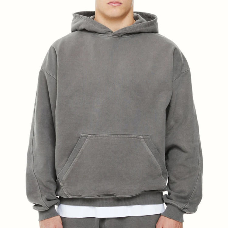 Wholesale Men's Custom Logo Blank Drop Shoulder Hoodies Oversize Pullover Heavyweight French Terry Hoodie for Men Sweatshirt