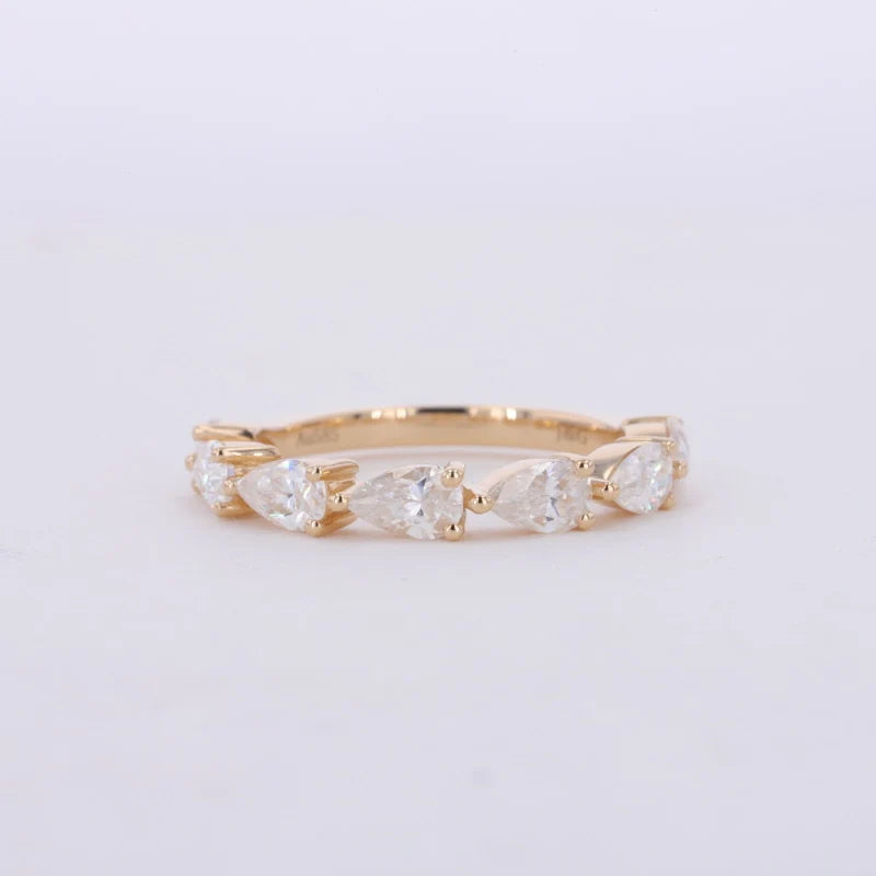Starsgem Customized Jewelry Pear Cut Lab Grown Diamonds 10k 14k 18k Yellow Gold Rings