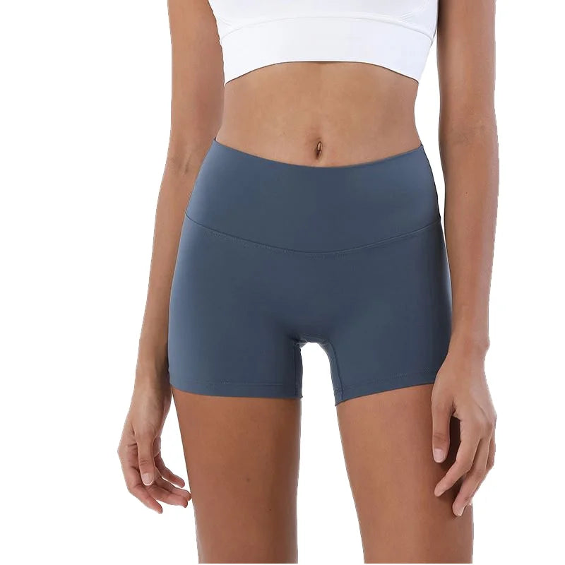 High-Waisted Women's Solid ODM Breathable Spandex Yoga Shorts Quick Drying Seamless Four-Way Stretch Lightweight Fitness Tights