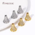 High Quality 18K Gold Plated Zircon Inlaid Conical Beads Caps and Tassel Caps for Necklace Earring DIY Jewelry Making Supplies