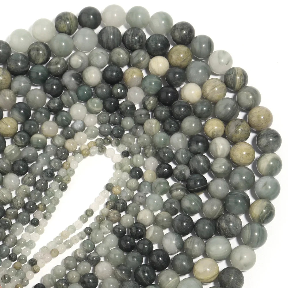 Raw Ore Smaragdite Loose Beads Handmade Knit Mixture Beads Strands Materials 4/6/8/10/12mm for Women Men Jewelry Making