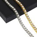 European and American Trend Hip Hop Tennis Chain Single Row 6mm Alloy Rhine-diamond Chain Gold Silver Simple Collar Straight sup