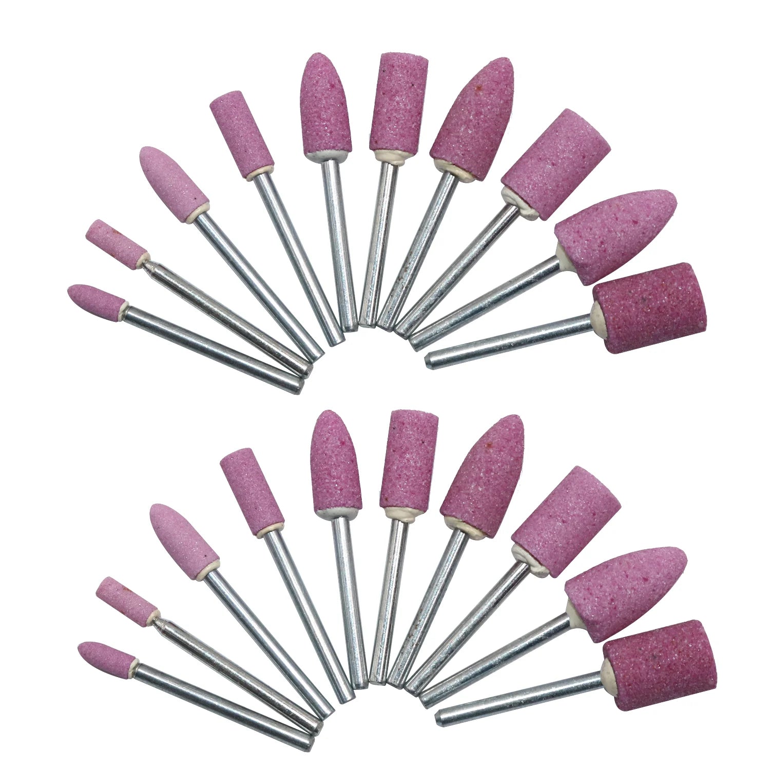 20pcs/set 1/8" 3mm Shank Head Grinding Stone Point Rotary Tool Pink Abrasive Mounted Point Grinding Head for Jewelry Polishing
