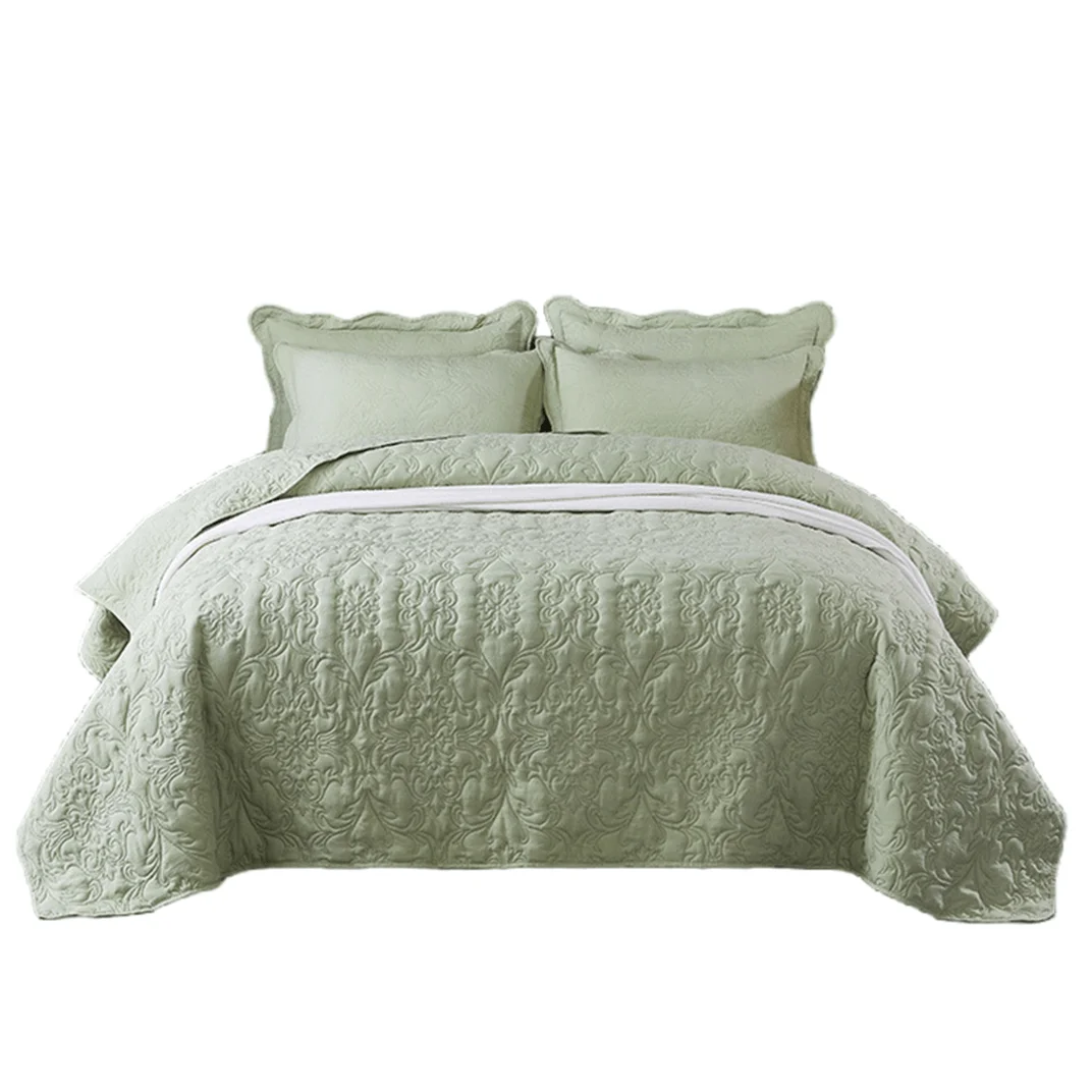 Luxury Jacquard Quilted Bedspread Set Soft Polyester Coverlets Embroidered Detail for King Queen Twin Sizes for Home Hotel