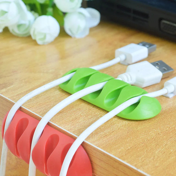 Factory Price 5-Clip for PC TV USB Charger Cable Organizer Holder Fixing Clips Earphone Wire Protector Earphone Cable Winder