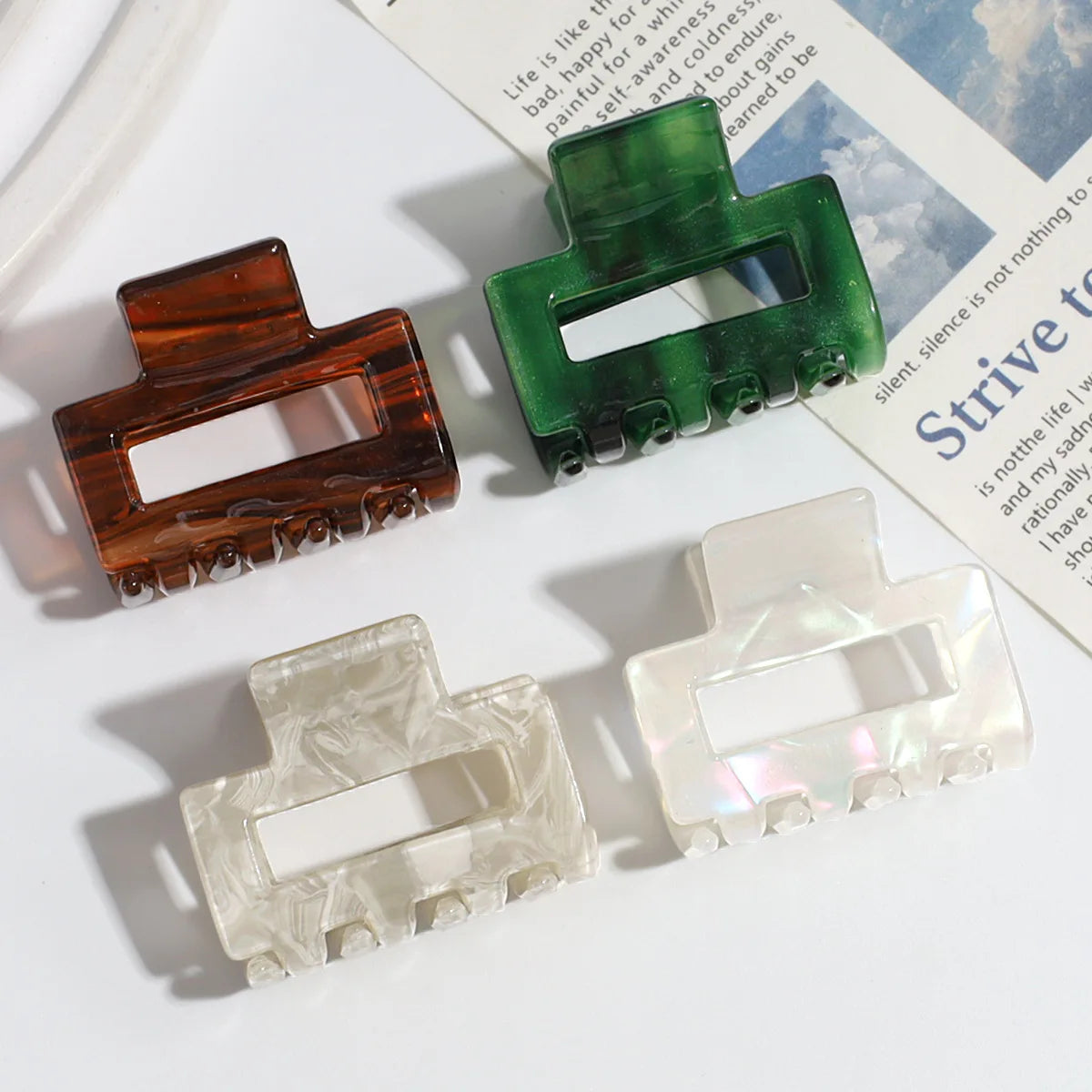 European and American Fashion Simple High-grade Gradual Hollow square Acetic Acid Small Clip Temperament Elegant Hair Clip