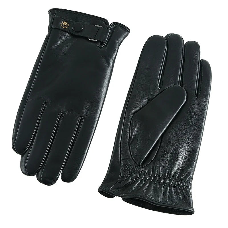 Women Sheepskin Gloves Leather Sleeve Winter Warm Women Touch Screen Arm Leather Hand Gloves