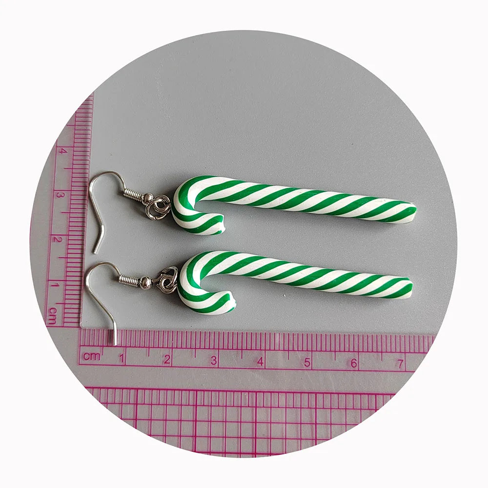 Colorful Christmas Candy Cone Earrings 100pairs/lot Facoty Supply Xmas Paty Handicraft Drops Earring for Girls Women Jewelry