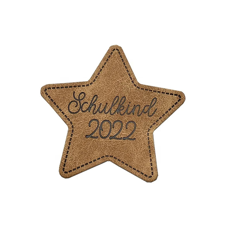 Low MOQ Wholesale Sew on Garment Sewing Patch Custom PU Leather Embossed Logo Badges PU Jeans Patch Leather Labels