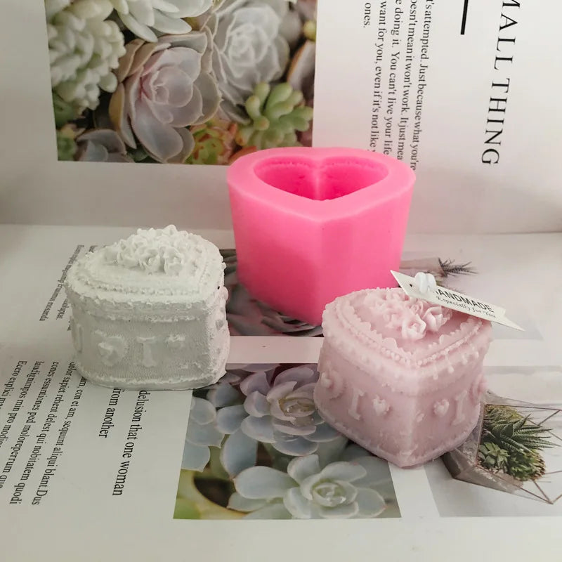 Cute Flower Soy Candle Molds Birthday Gifts Ideas Love Candle Silicone Mold Sweet Heart Cake Candle Moulds