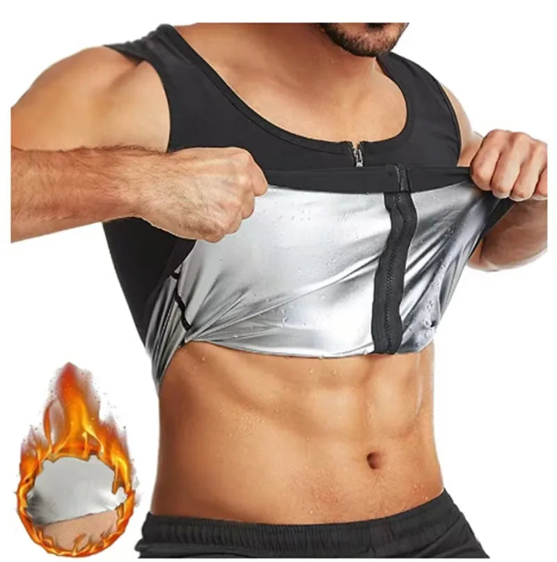 Men Shape Wear Weight Loss Neoprene Sauna Sweat Waist Trainer Corset Tank Top Vest with Zipper