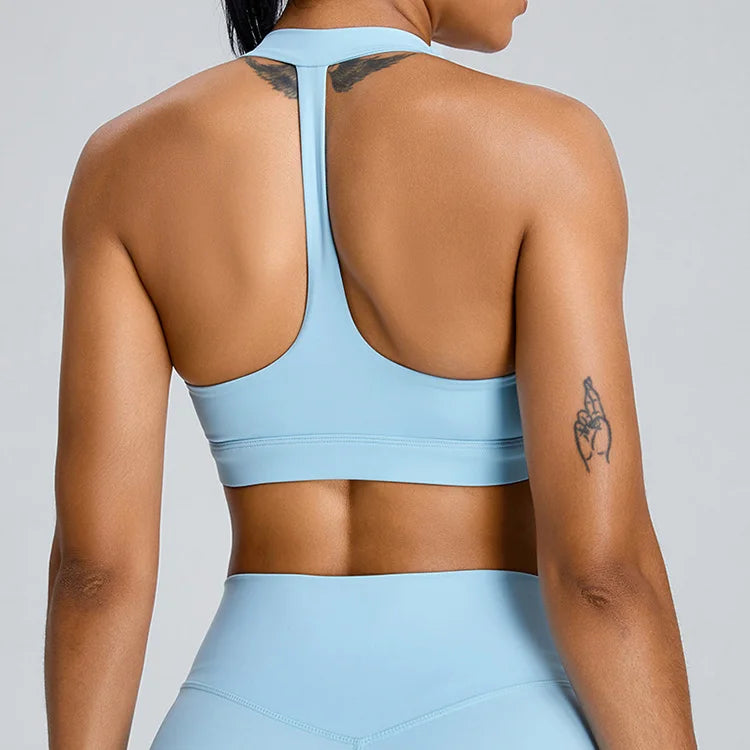 Fashion High Quality Women Yoga Sports Bra Custom logo Gym Workout Halter Sports Bra for Women