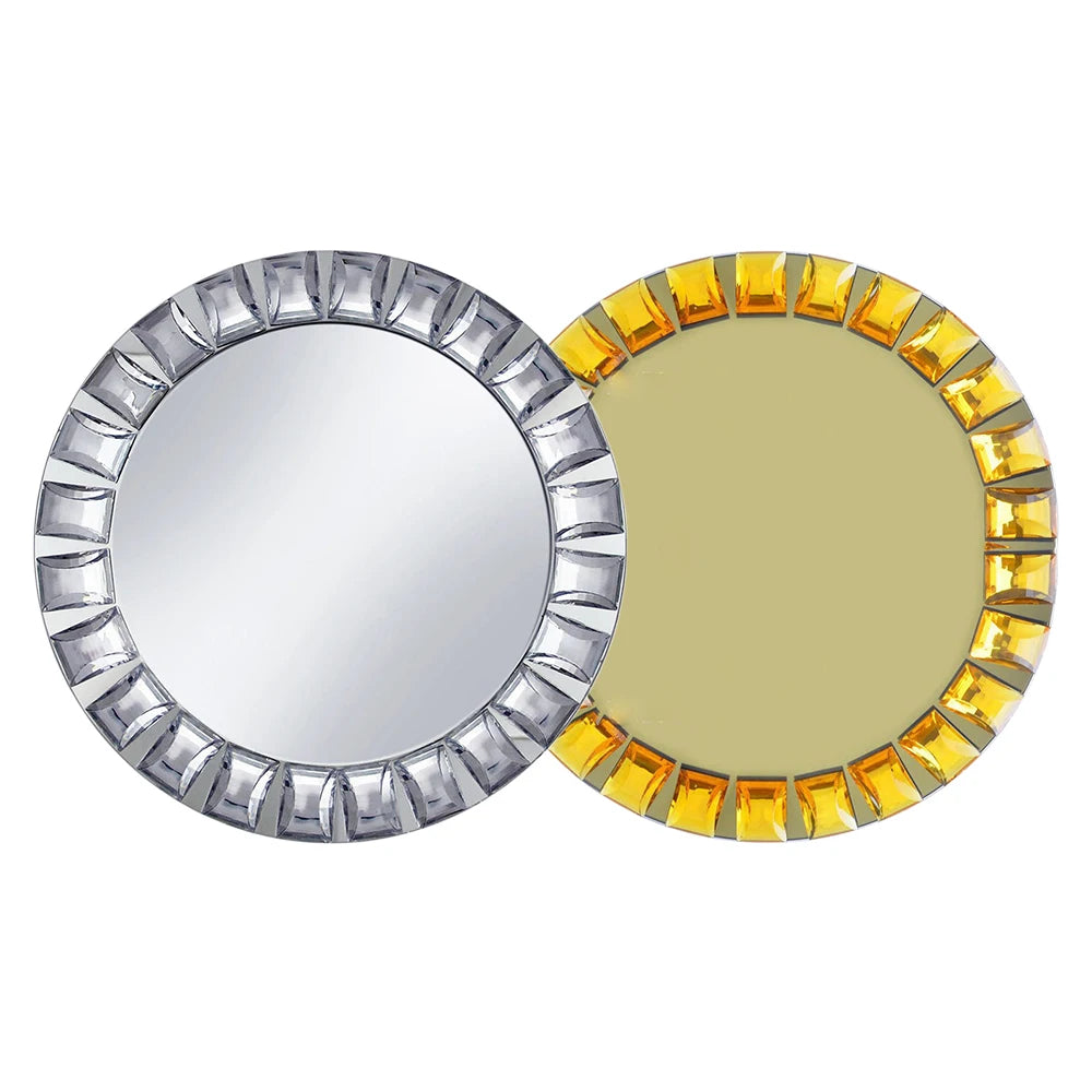 Wholesale Wedding Events Decoration 13 Inch Jeweled Diamond Mirror Glass Charger Plates