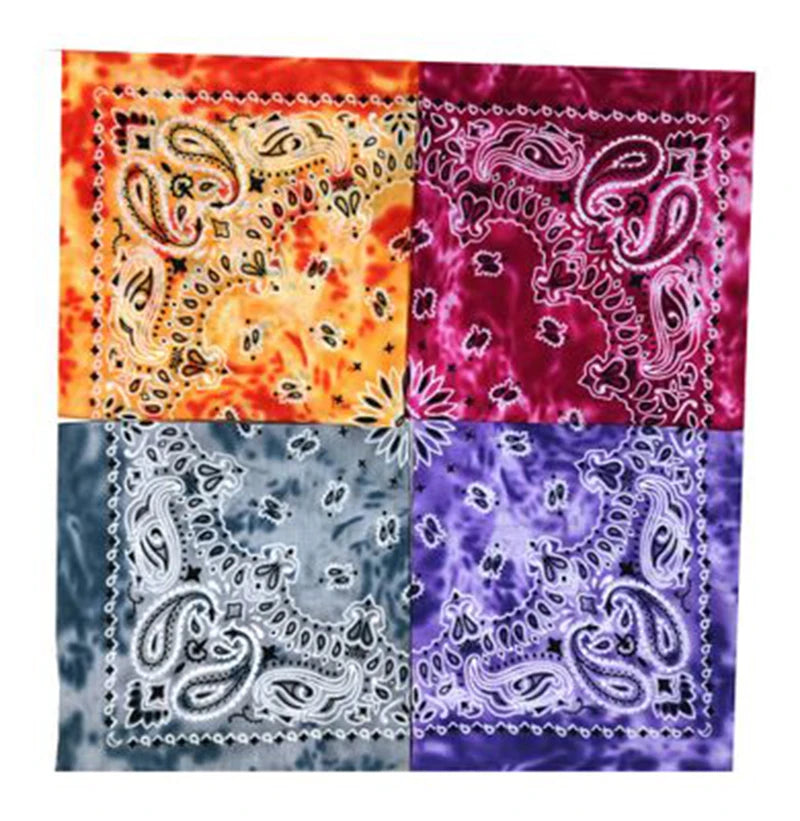 Wholesale Custom 100% Cotton Tie Dye Headbands Square Scarf & Handkerchiefs in Hip Hop Style Bandana Bandannas