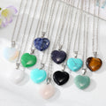Chakra Beads Charms Crystal Heading Chakra Stone Pendants Assorted Color Love Heart Shape Natural Stone Necklace for Women