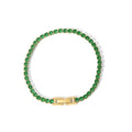 Waterproof 14k Gold Plated Full Green Zircon Plated Claw Setting  Stainless Steel Bracelets