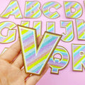 Popular Rainbow Embroidered Patches Wholesale  Handmade Cloth Applique Custom 2D/3D Hoodie Decoration 26 Letter Embroidery Patch