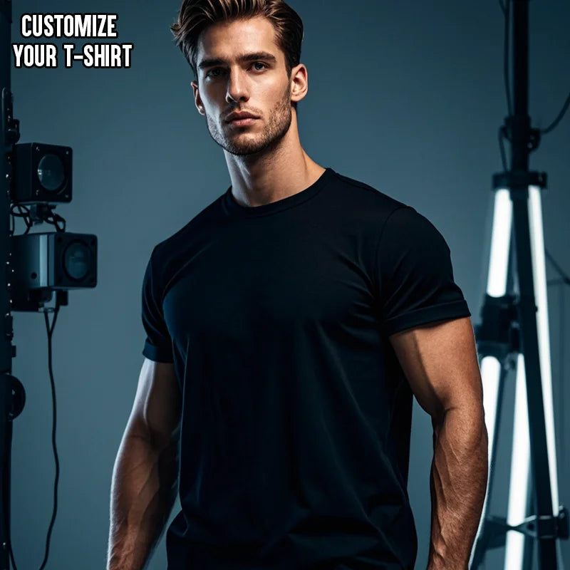 Men's 100% Cotton Regular Fit Casual Short Sleeve Solid Blank Eco-Friendly Breathable Screen Printed Custom T-Shirt 180g Daily