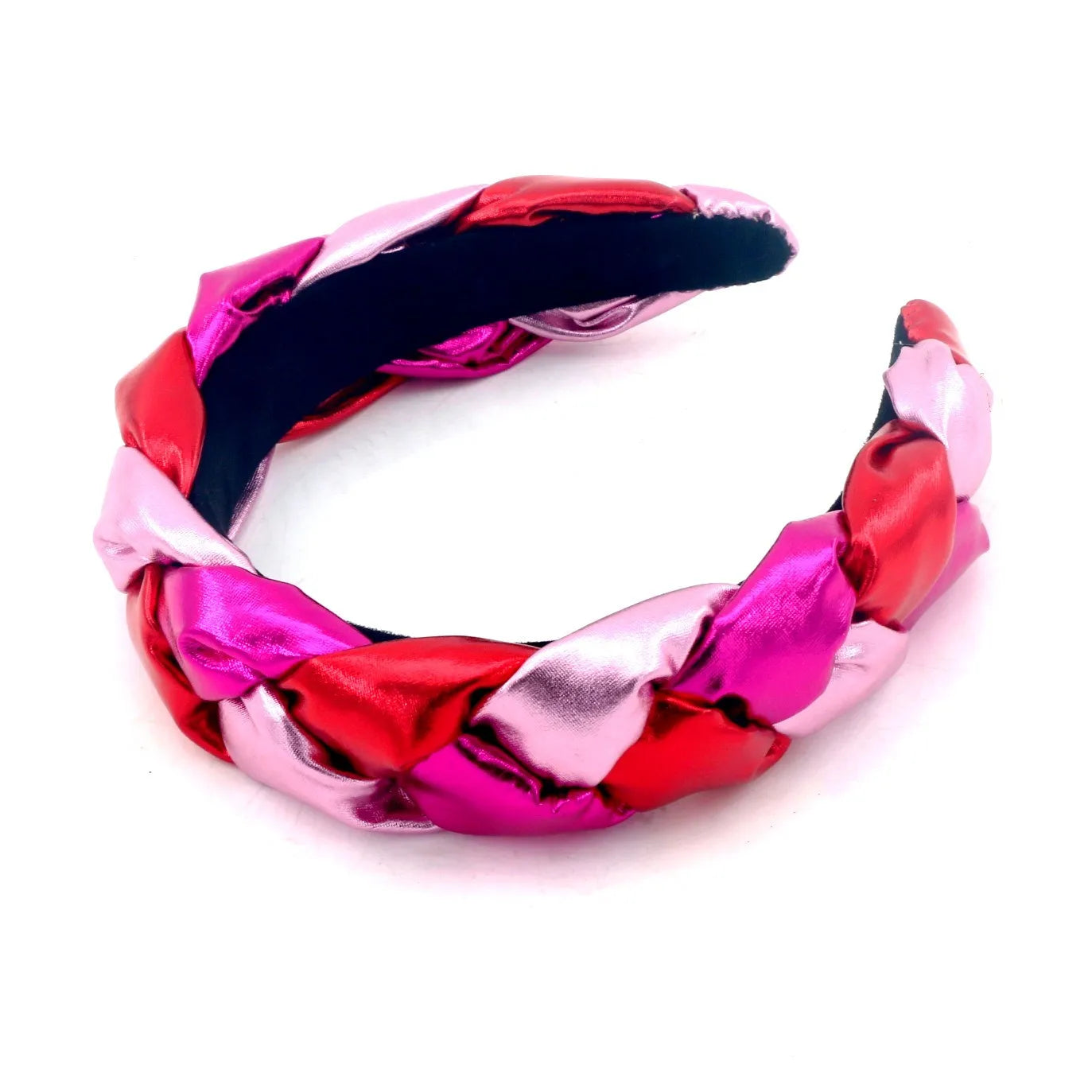 Custom Colorful Luxury Braided Headband for Women Cool Girl Designer Metallic Fabric Hair Band Wholesale