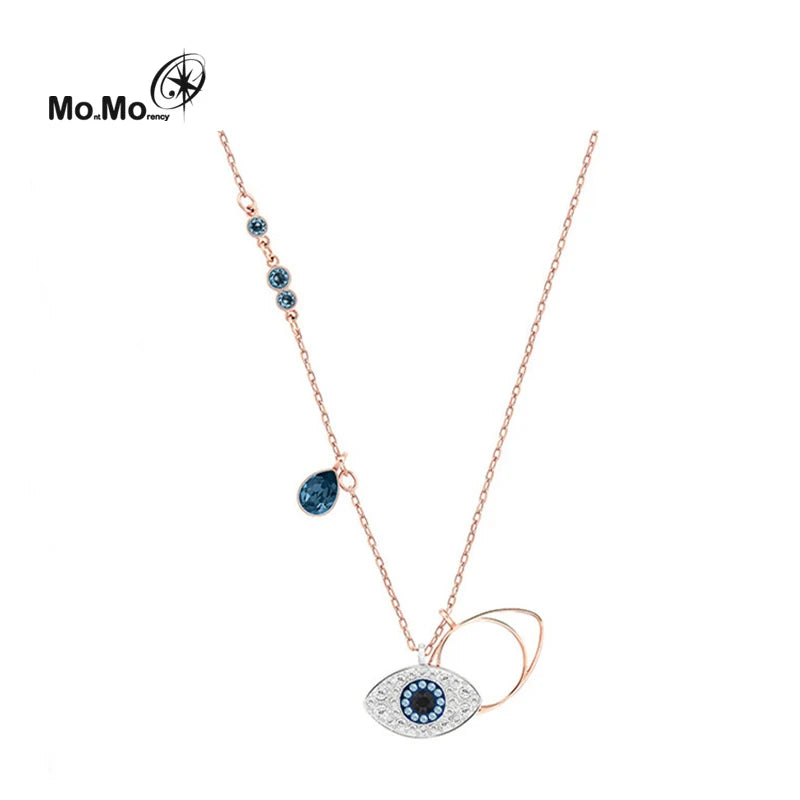Wholesale Personalized Women Evils Eye Chain Pendant Necklace Crystal Kolye Jewelry Collection for Party