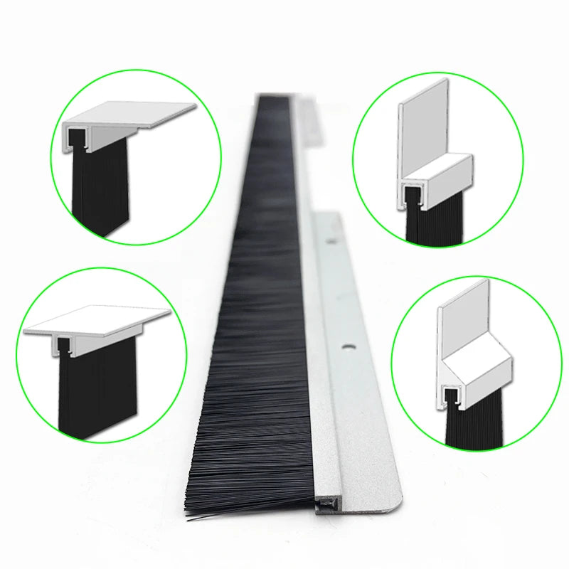 Mechanical Cabinet Seal Cable Brush With Aluminium Profile Holder  UL94-V0 Yellow Card Nyon66 PA66 Bristles Strip Brush