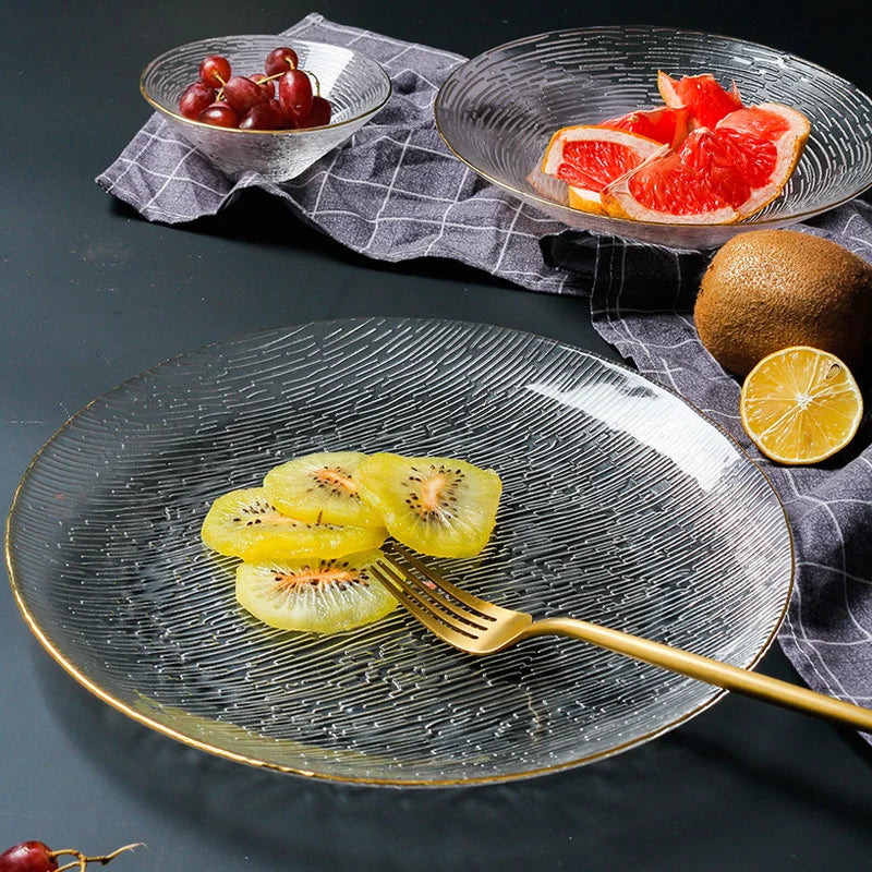 Japanese -style Horizontal Glass Dishes Set Creative Vegetable Salad Bowl Western Food Plate