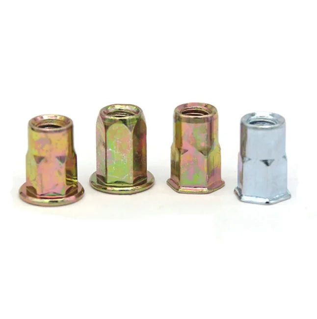 M8 Flat Round Head Internal and External M6 1/4" Half Hex Steel Half Hex Rivet Nuts Rivnut Threaded Inserts Nutsert