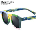 Borregls Matte Acetate Multicolour Polarized Sunglasses Men Designer Vintage Square Sun Glasses Women Retro Shades 19358T