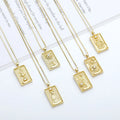 Square Zodiac Sign Necklace Astrology Mystical Gold Chain Jewelry Birthday Gift Horoscope Zodiac Tarot Card Pendant Necklace