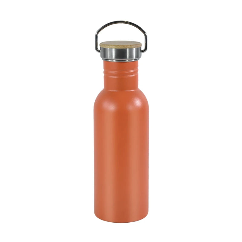 Custom Logo Wholesale 750ml Powder Coated Single Wall Stainless Steel Outdoor Drink Water Bottle With Small Mouth Lid and Handle