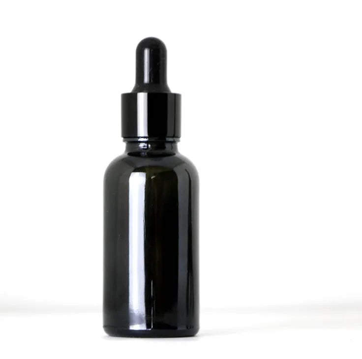 In Stock Hot Sales 5ml 10ml 15ml 20ml 30ml 50ml 100ml Glossy/shiny Black Glass Dropper Bottle for Essential Oil