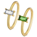 Minimalistic Stainless Steel Fashion Ring Skinny Thin Band Single Rectangle CZ Crystal Zircon Stone Baguettes for Stacking