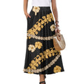 New Hawaiian Style Beautiful Floral Printed Stretchy Fabric Mermaid Skirt Style Flowy Hawaiian Print Skirt with Pocket for Women