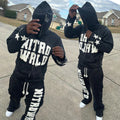 Flared Sweatpants and Hoodie Set Cropped Men Full Zip up Rhinestone Hoodie and Jogger Set Custom Hoodies and Sweat Pants Set